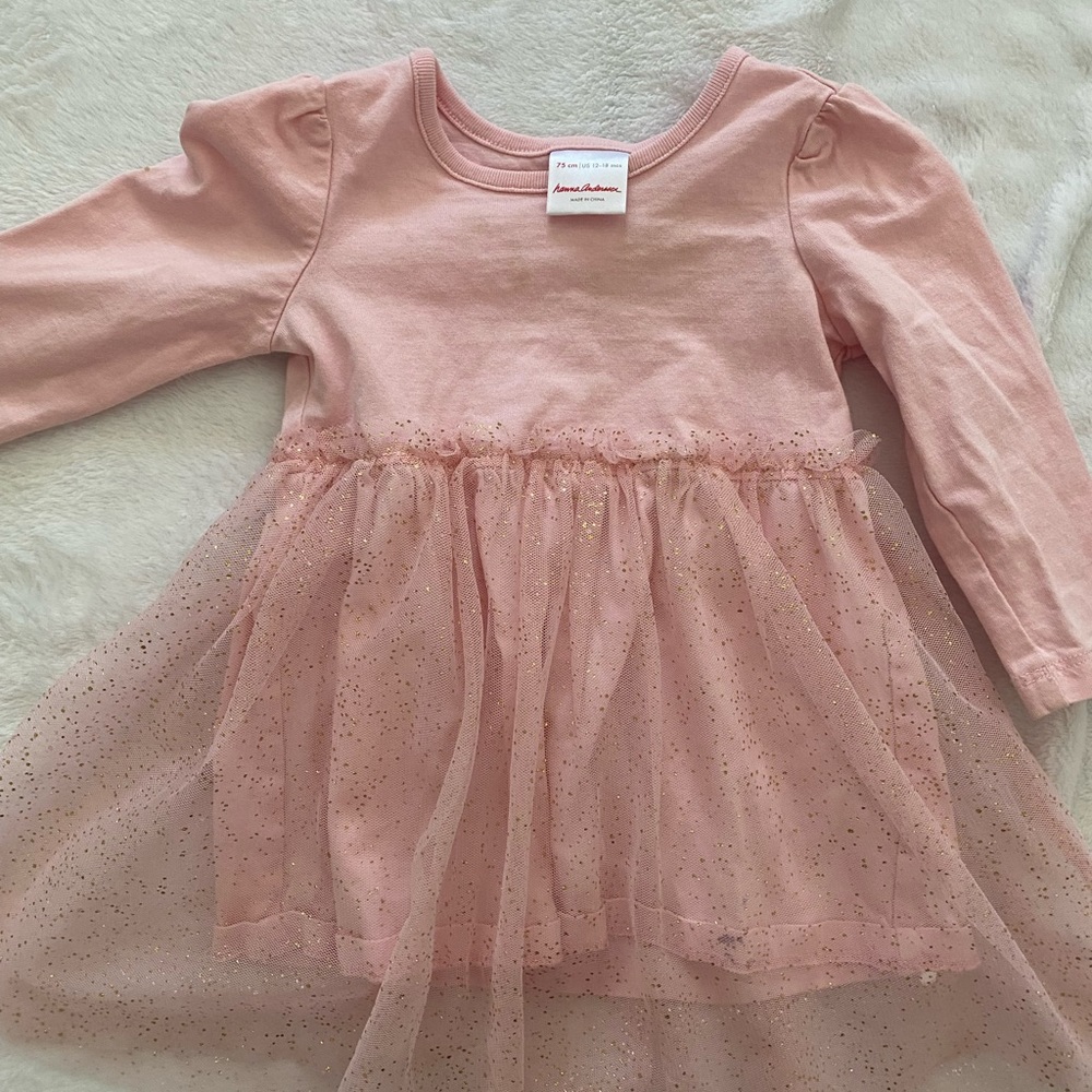 Hanna Andersson | Tulle Pink Glitter Twirl Dress Sz 75 cm (12-18 months)